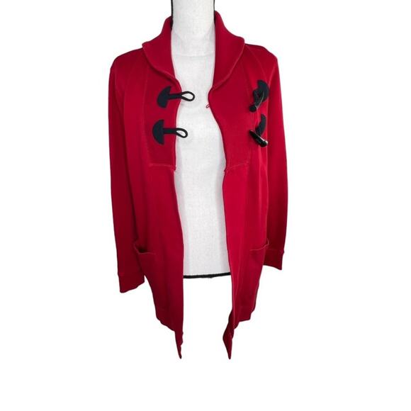 Chaps Red Cardigan Sweater Jacket Size L - Picture 3 of 5